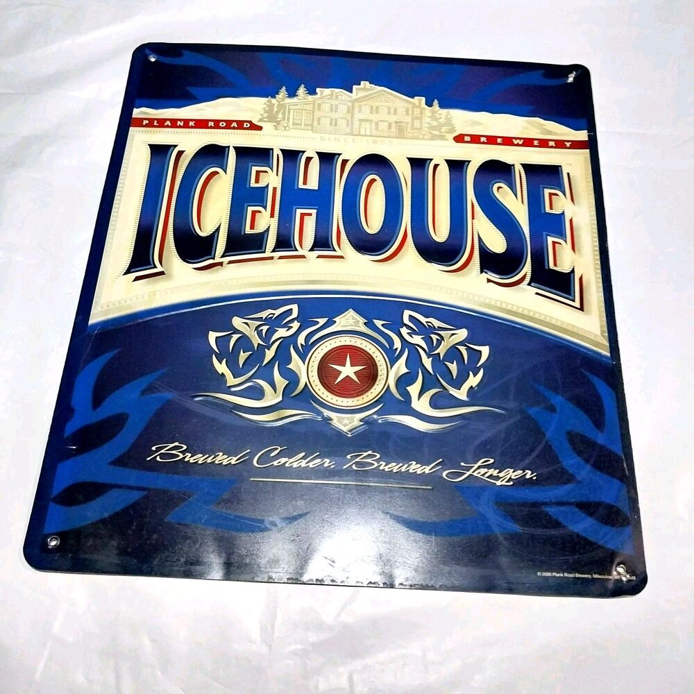 Vintage Metal ICEHOUSE Sign 28"x25" 2006 Plank Road Brewery #BS6